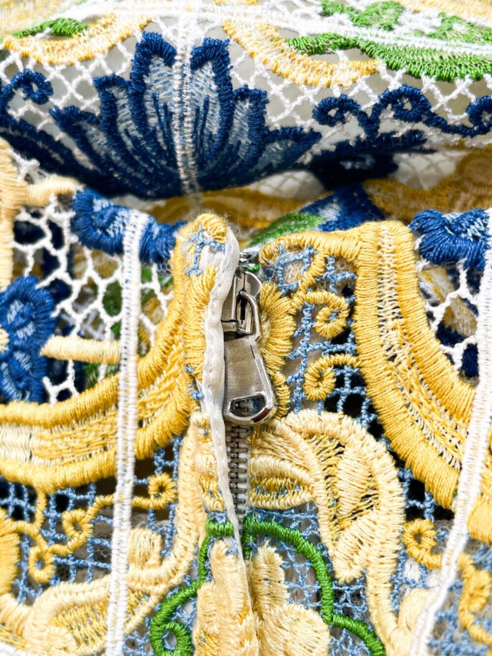 Dolce & Gabbana Majolica Guipure Lace Dress Blue Yellow Size IT 46 US 10 NEW NWT - Picture 5 of 12
